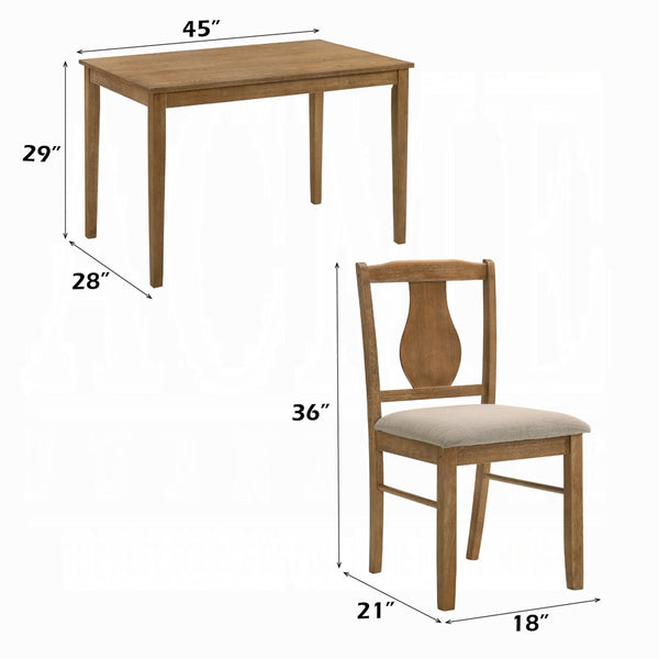 Kayee - 5 Piece Dining Set - Weathered Oak