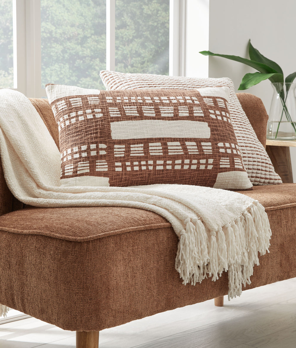 Cozy up your contemporary hideaway with this throw pillow. An abstract stripe design makes it a simply stylish way to update your living room or reading nook. And with the pillow-'s neutral tones, it has the versatility to pair with a variety of colors.<b