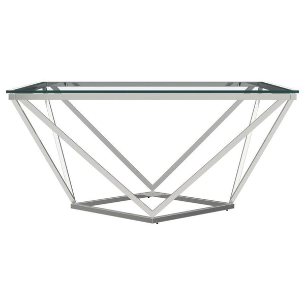 Brittania - Square Glass Top Geometric Coffee Table - Nickel