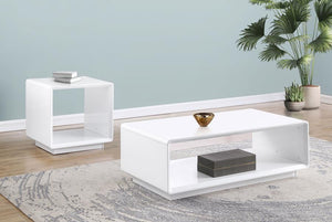 Paseo - Square End Side Table - White High Gloss