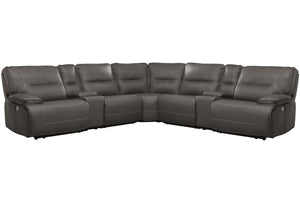 Even commercials are more tolerable when you-'re relaxing in the plush comfort of this six-piece sectional seating group. You-'ll love the luxury of its two power recliners on each end that feature power headrests. Between those, you-'ll find and armless 