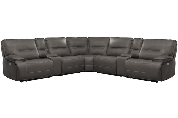 Even commercials are more tolerable when you-'re relaxing in the plush comfort of this six-piece sectional seating group. You-'ll love the luxury of its two power recliners on each end that feature power headrests. Between those, you-'ll find and armless 