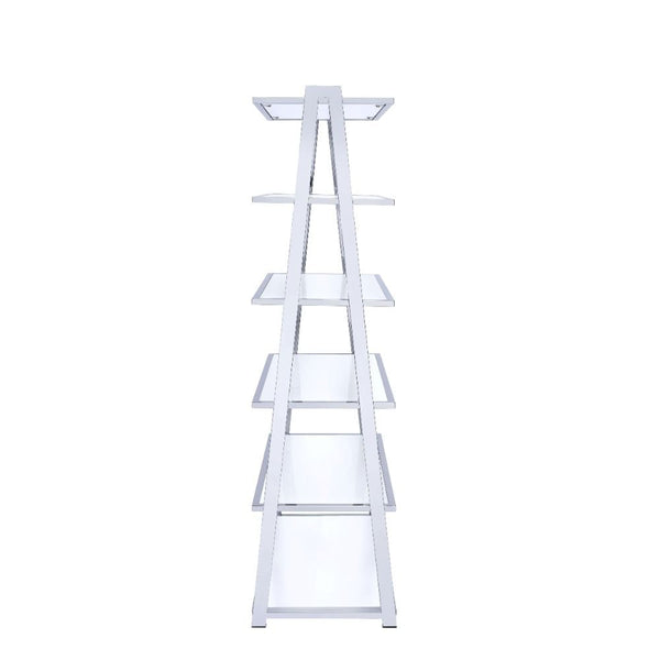 Coleen - Bookshelf - White High Gloss & Chrome