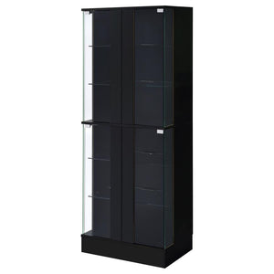 Cabra - 4-Door LED Curio Display Cabinet - Black High Gloss