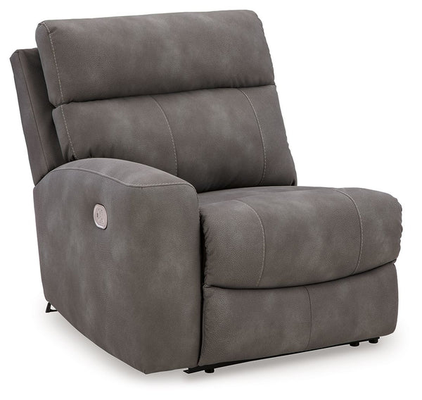 This left-arm facing power recliner is made with Next-Gen Durapella (polyester/polyurethane) upholstery. Pairs with other items in the series to make a modular sectional.<br><br><b>Additional Dimensions</b><br><ul><li>Arm height: 25-"</li><li>Seat depth: 