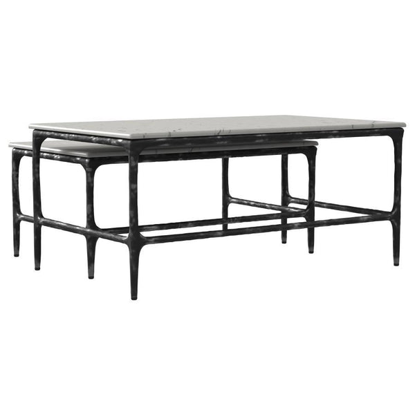 Ebby - 2 Piece Genuine Marble Top Nesting Coffee Tables - White