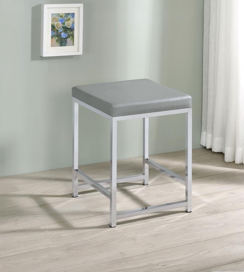 Rest comfortably in this chic contemporary vanity stool as you apply makeup or prepare for the day. Featuring a square shape design and a densely padded, foam-filled cushion , this modern stool provides a spacious for long-lasting comfort. The seat cushio