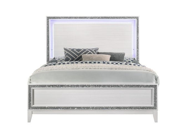 Haiden - Eastern King Bed - Led & White Finish