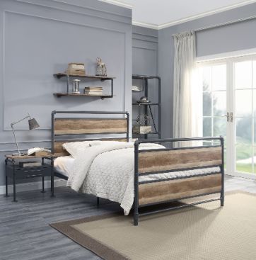 The Brantley bed is perfect for adding an industrial touch to your bedroom. Constructed with beautiful, yet sturdy pipework. The rich antique oak and sandy gray finish add depth to the pieces. This collection is composed of high-quality materials that wil