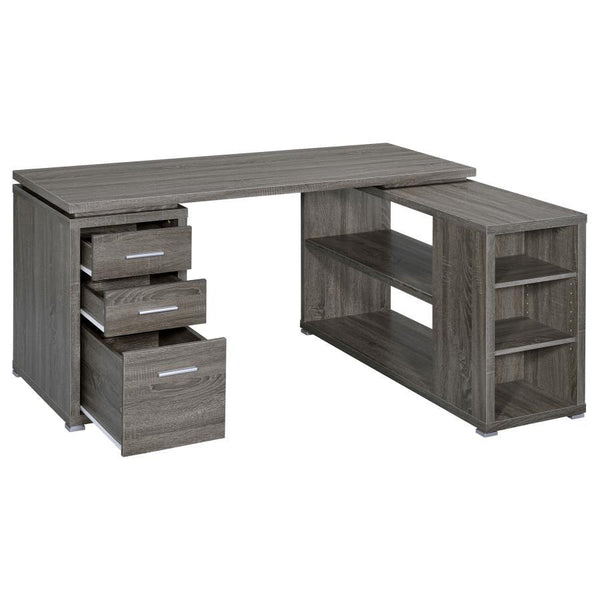 Yvette - 3-Drawer L-Shape Computer Desk - Weathered Gray