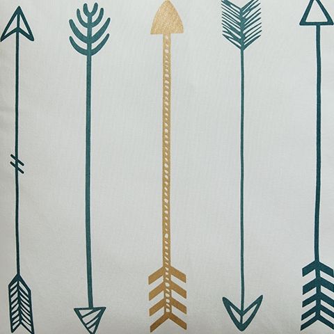 Gyldan - White / Teal / Gold - Pillow