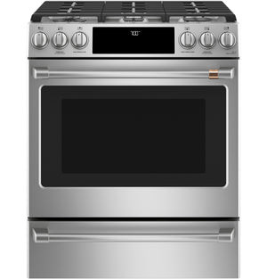 Café™ 30" Smart Slide-In, Front-Control, Gas Range with Convection Oven