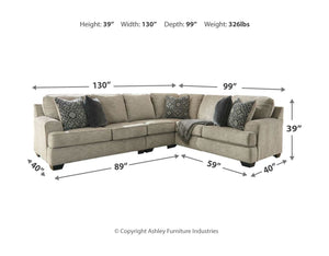 Bovarian - Stone - 4 Pc. - Left Arm Facing Loveseat 3 Pc Sectional