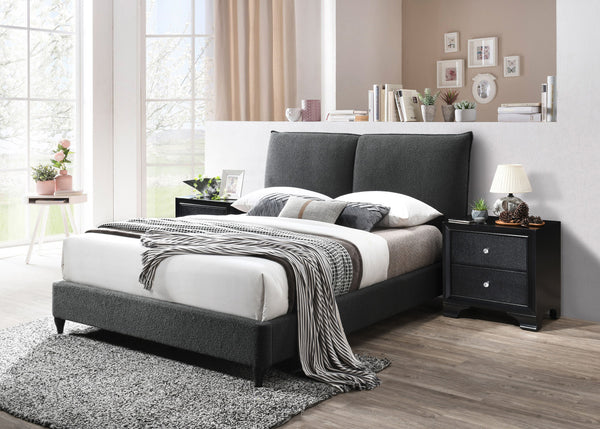 This lush contemporary bed frame is the perfect place to end your day. On trend boucle upholstery is stylish and timeless. Optional decking boards let you decide whether or not to use a box spring.<h4><b>Jenn - King Headboard And Footboard - Charcoal</b><