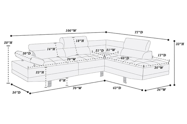 MODERN 2-PCS SECTIONAL SOFA SET 