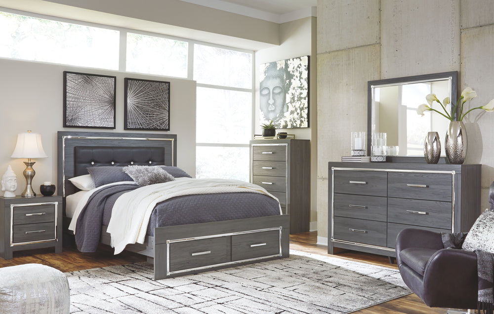 Lodanna - 9 Pc. - Dresser, Mirror, Chest, Queen Platform Bed with 2 Storage Drawers, 2 Nightstands - Gray