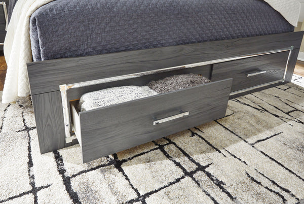  King Platform Bed with 2 Storage Drawers
