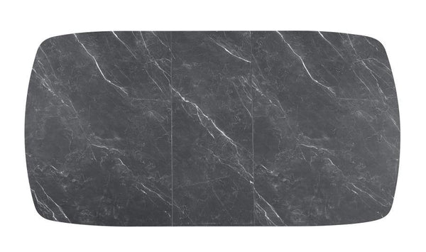 Potero - Faux Marble Extension Leaf Dining Table - Black