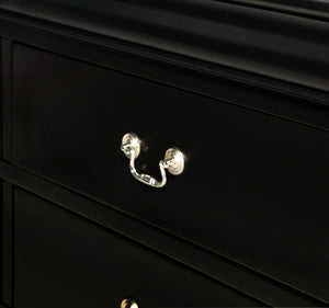  black finish that brings a rich and elegant feel to any space. The bed anchors the room with its gracefully curved