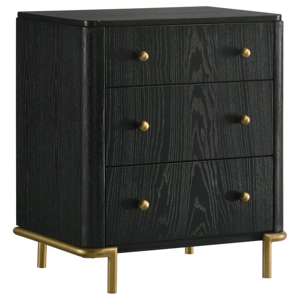 Put a fresh spin on your bedroom with the addition of a modern nightstand. Its three drawers provide plenty of storage at your bedside, great for books and personal items. The top drawer includes felt linking top protect important items, and a built-in US