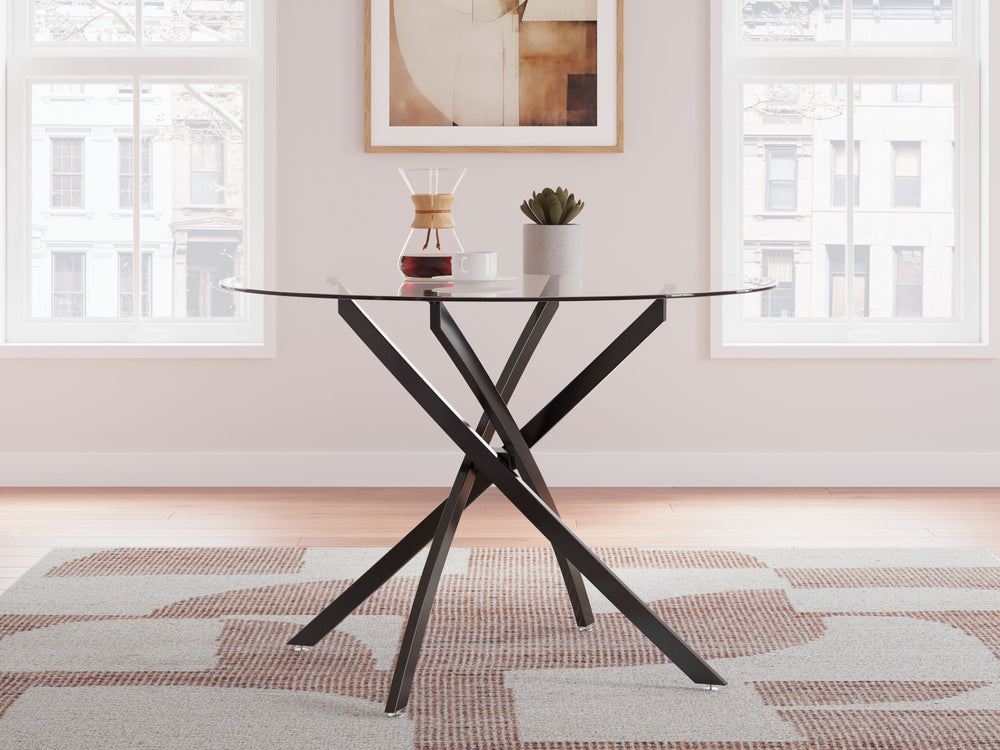 Youâ€™ll love the way the Pharwynn dining package masterfully complements the mod vibe of your space. Its stylish metal frames in a sleek gunmetal add eye-catching contemporary flair to the casual design. Made with everyday function in mind, the table-'s 