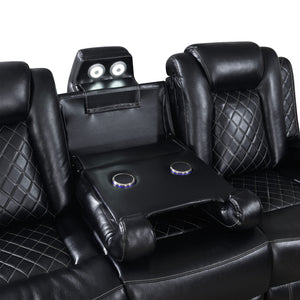 Orion II - Sofa With Power Headrest & Footrest - Black