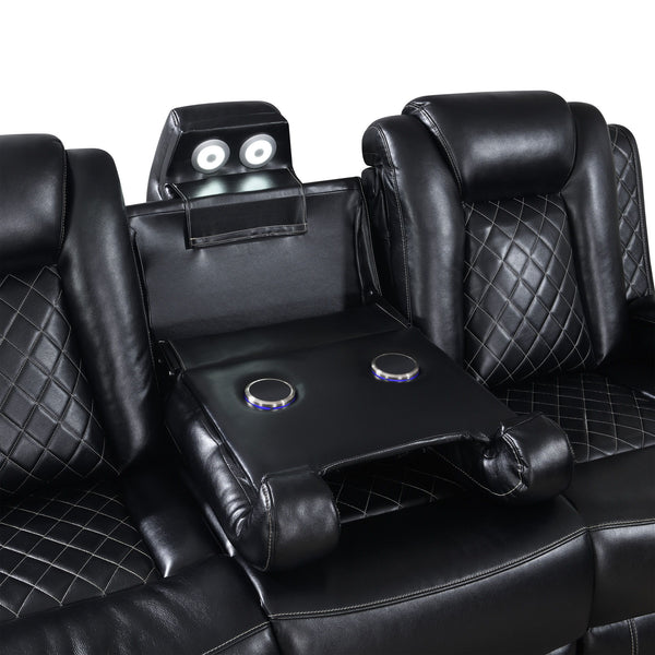 Orion II - Sofa With Power Headrest & Footrest - Black
