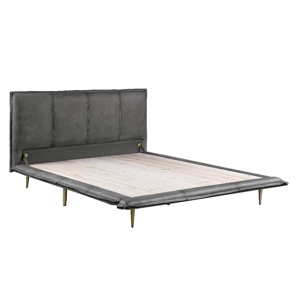 The low profile of this Metis bed creates a luxurious aesthetic and will create the illusion of a larger room. Modern industrial styling is both substantial and plush, with clean lines that make a cool and effortless look in your bedroom. Not lacking in q