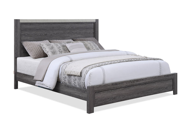 Step into modern simplicity with this bedroom collection that pairs a sleek, gray finish with a streamlined design. The sturdy bed acts as the focal point with a bold yet unadorned headboard, complemented by matching pieces that offer practical storage so