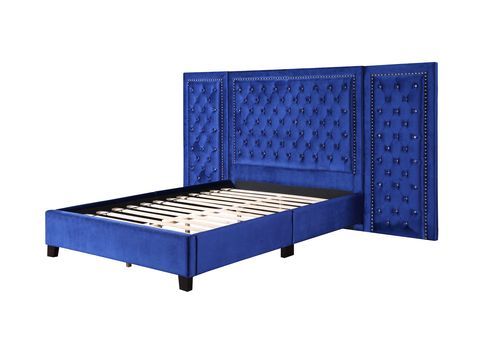 Damazy - Eastern King Bed - Blue Velvet