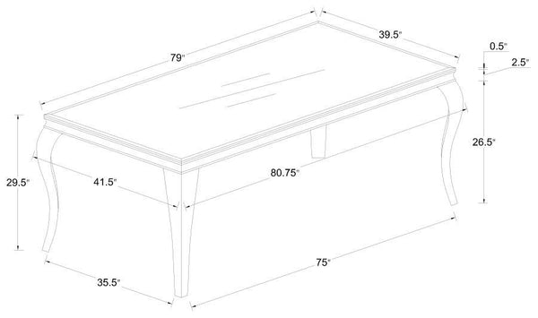 Carone - Rectangular Glass Top Dining Table - White And Chrome - Metal And Glass