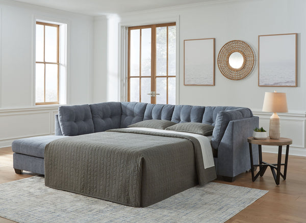 This right-arm facing full sofa sleeper is made with polyester upholstery. Pairs with other items in the series to make a sectional.<br><br><b>Additional Dimensions</b><br><ul><li>Arm height: 38-"</li><li>Seat depth: 23-"</li><li>Seat height: 20-"</li><li