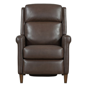  where effortless relaxation meets sophisticated design. This power recliner is upholstered in soft leather with a custom match