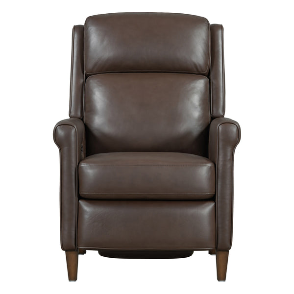  where effortless relaxation meets sophisticated design. This power recliner is upholstered in soft leather with a custom match