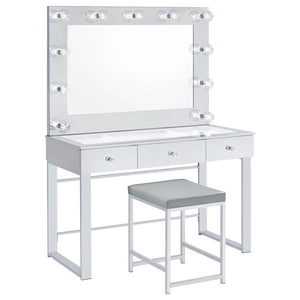 Umbridge - Upholstered Square Padded Cushion Vanity Stool - Light Gray