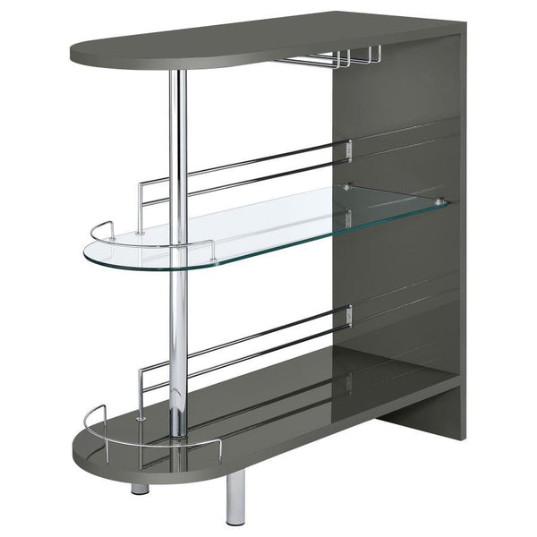 Adolfo - Rectangular 2-Tier Home Bar Table - Gray High Gloss