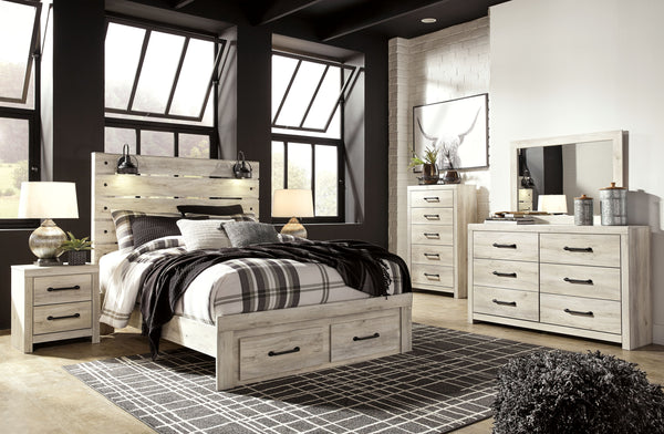 Cambeck - Whitewash - Queen Panel Bed with 2 Storage Drawers