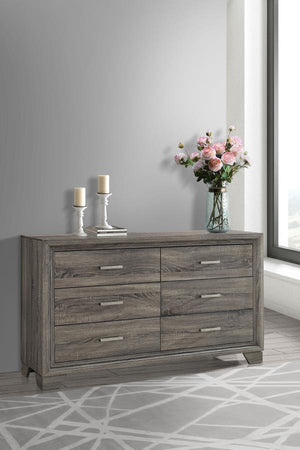  tailored bedroom suite with this transitional six-drawer dresser. Designed to augment clothing and accessory storage