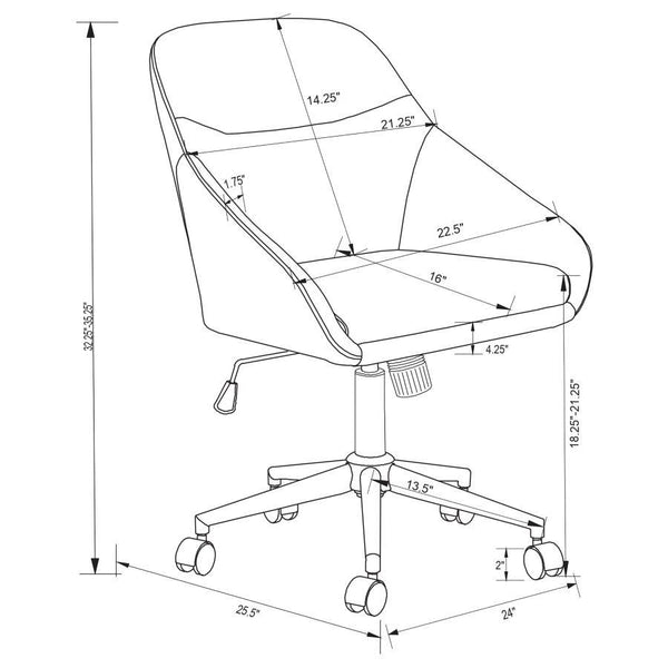 Jackman - Upholstered Adjustable Home Office Desk Chair - Gray