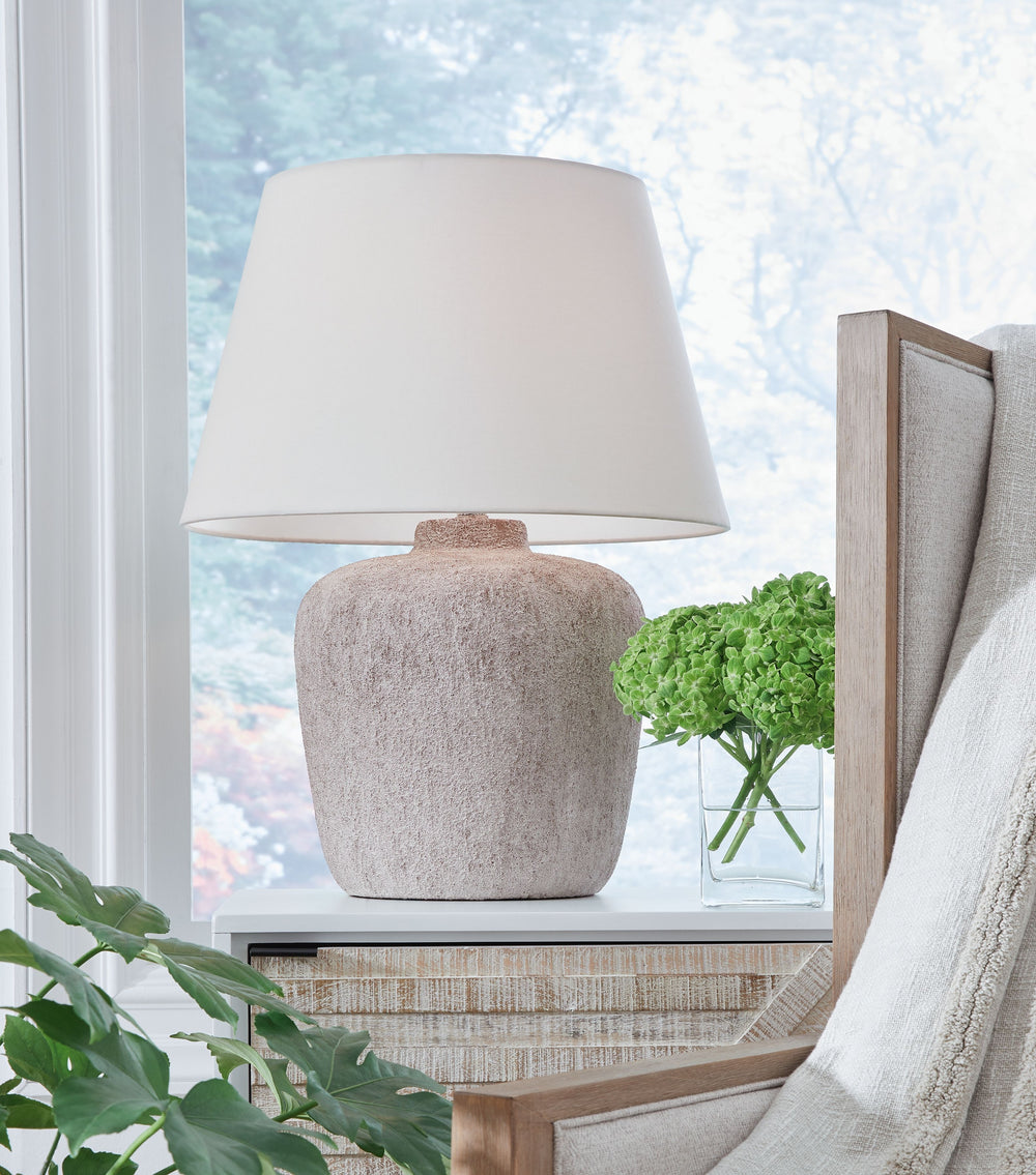 Cool, casual style is here to stay. Case in point: this table lamp. Its distressed cream base has a laid-back appeal that doesnâ€™t detract from other decor in your restful retreat, home office or TV room. What a well-lit winner for almost any style and c