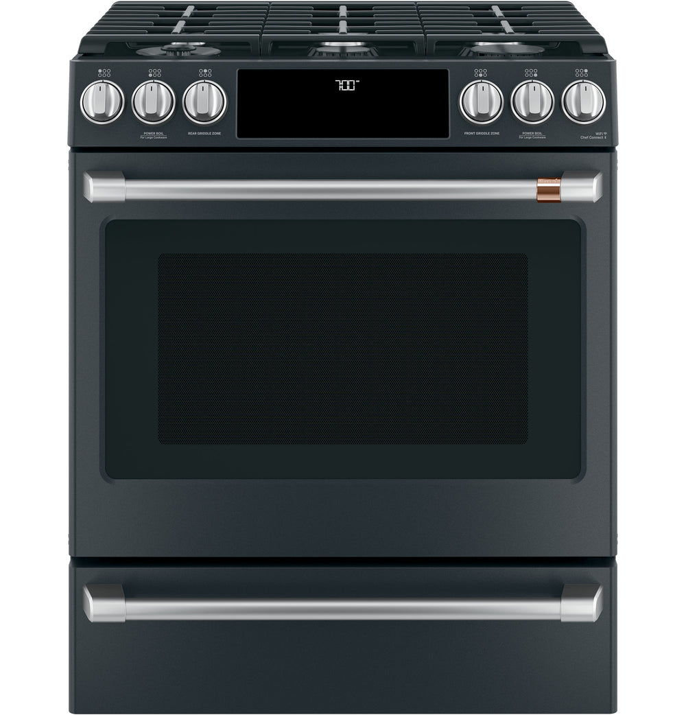 Café™ 30" Smart Slide-In, Front-Control, Gas Range with Convection Oven