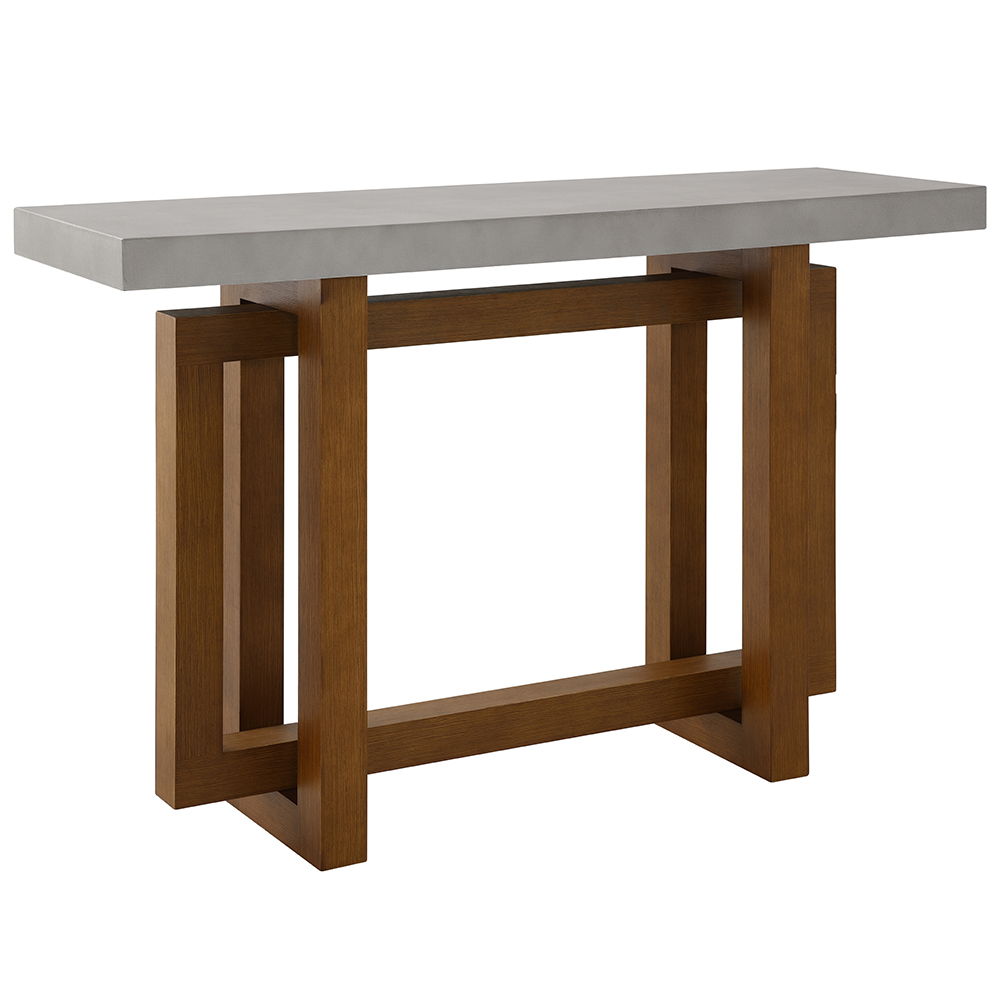 Elevate your space with the Keven table set, a perfect blend of industrial chic and rustic elegance. Featuring a striking faux concrete finish table top and a robust wooden base, this set exudes modern sophistication. The cross shaped design of the base a