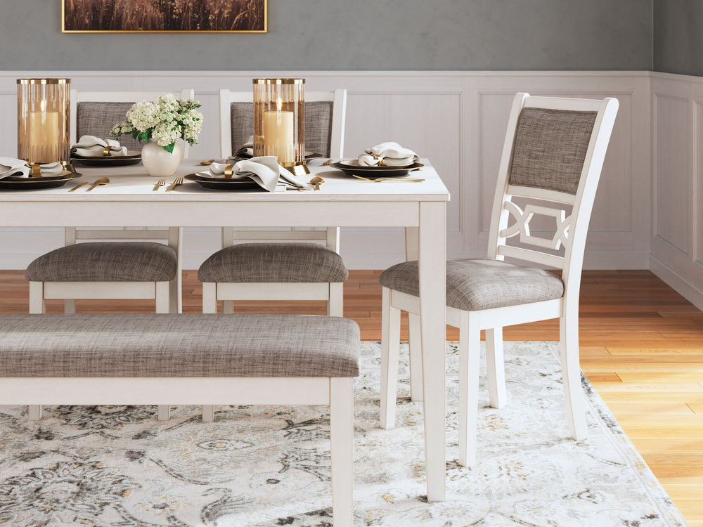  this dining set effortlessly captivates with its elegant simplicity. The timeless design of the table