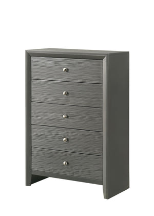 Denker - Queen 5 Piece Bedroom Set - Gun Metal
