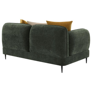 Jade - Chenille Upholstered Modern Track Arm Loveseat - Green