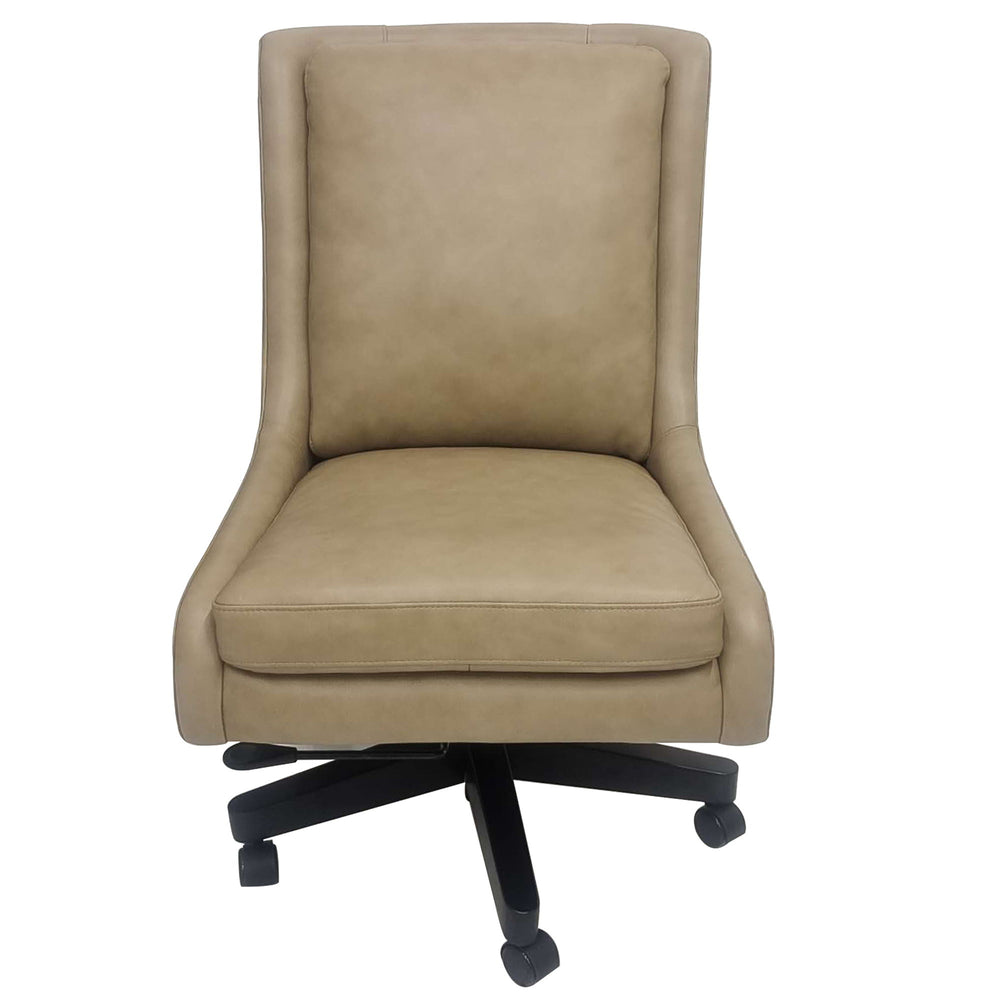 With its armless design for easy movement and supportive pillowtop seat, this desk chair adds class and style to any office. The pneumatic gas lift makes it easy to adjust the height, and the base is covered with a walnut finish. The rolling casters allow