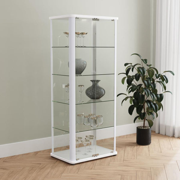 Aero - 5-Shelf Display Curio Cabinet With LED Lighting - White
