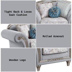 Pelumi - Chair - Light Gray Linen & Platinum - Finish