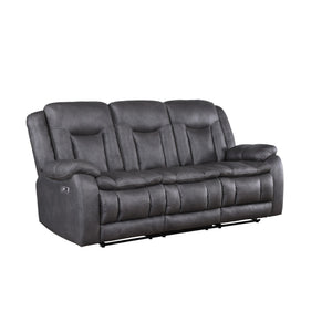 The Morello Power Recliner Sofa in gray is a perfect addition to your living space, combining comfort, style, and modern functionality. This power couch is upholstered in sumptuously soft 100% polyester fabric in a gray color, mimicking the luxurious look