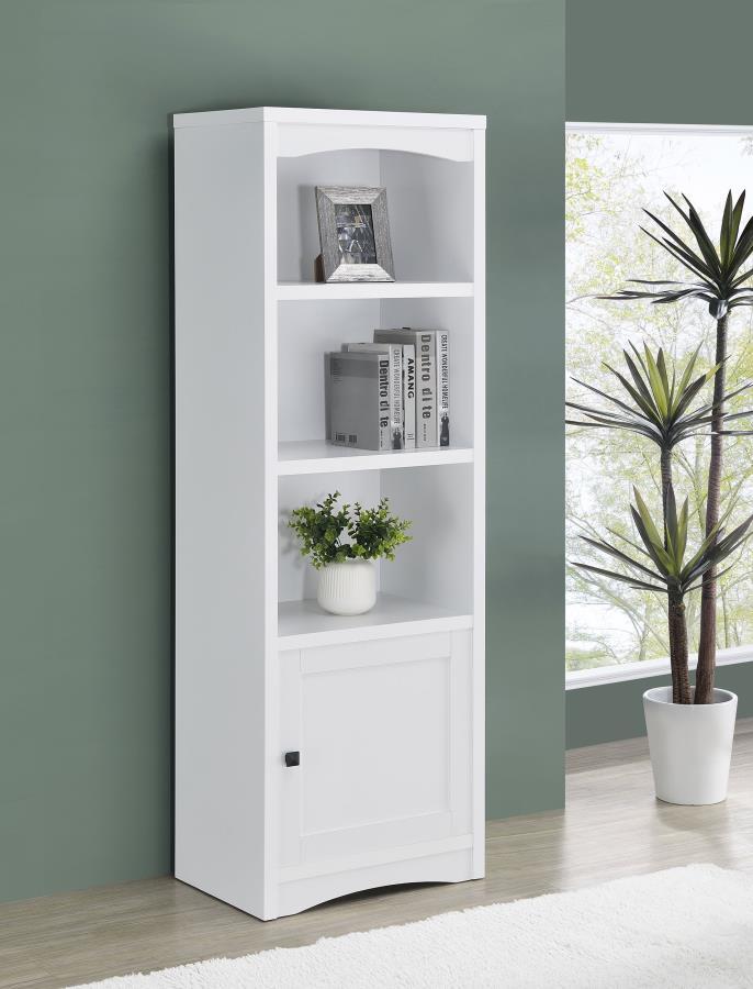 Put finishing touches on a charming media center in your living room with this tower bookcase. Perfect to flank your TV stand, it adds easy storage and display space. Its mix of cabinet and open shelving is versatile and stylish, with three shelves, two o